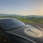Tesla Model S with Mr and Mrs T Logo in Val d’Orcia