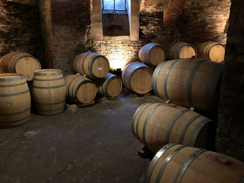 Wine barrels at Marchesi Alfieri